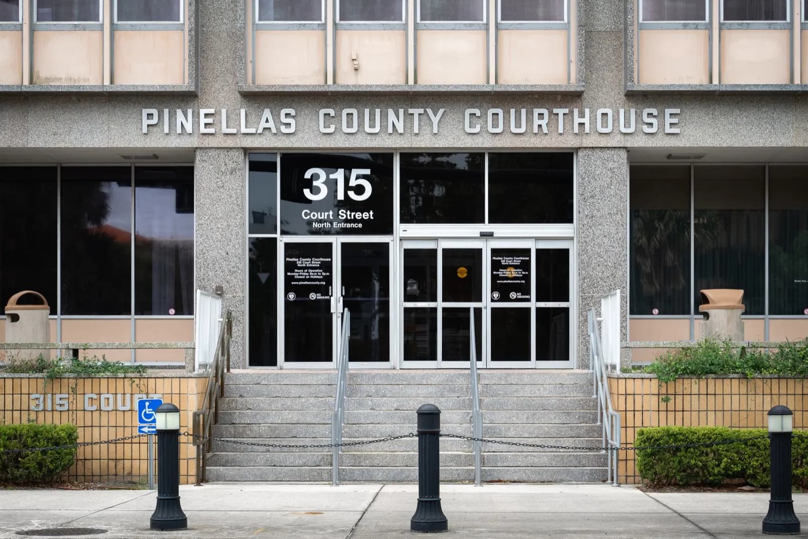 North entrance of the Pinellas County Courthouse at 315 Court Street in Clearwater